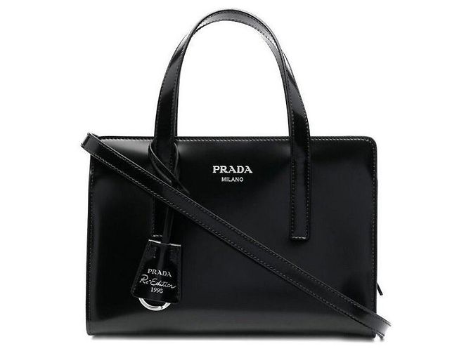Prada Borsa tote spazzolata Re-Edition: Nero - vista 2