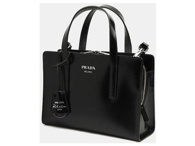 Prada Borsa tote spazzolata Re-Edition: Nero - vista 5