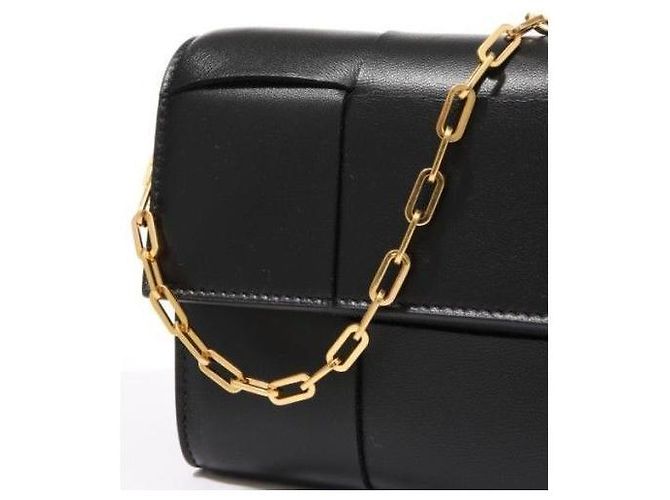 Bottega Veneta Borsa a Spalla con Catena Intrecciato Nera Nero - vista 5