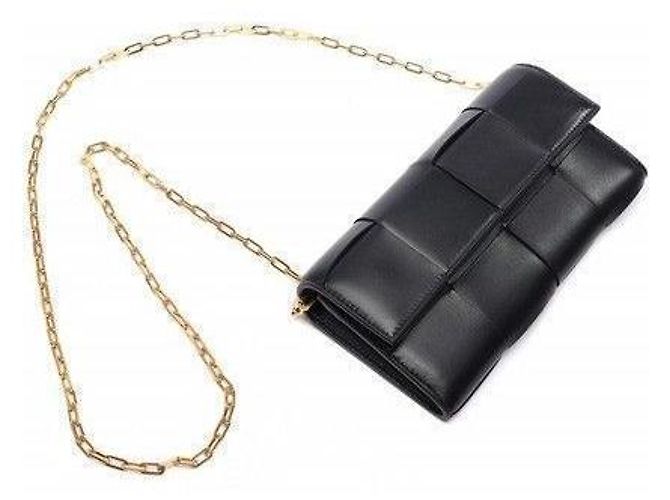 Bottega Veneta Borsa a Spalla con Catena Intrecciato Nera Nero - vista 7