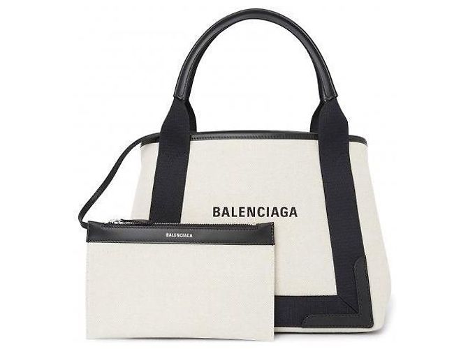 Balenciaga Borsa Tote Piccola Beige Nero - vista 2