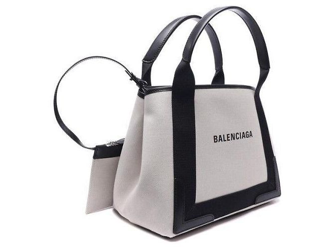 Balenciaga Borsa Tote Piccola Beige Nero - vista 9