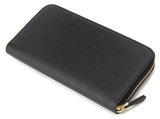 Prada Cartera larga con cremallera en triángulo Saffiano Negro - vista 3