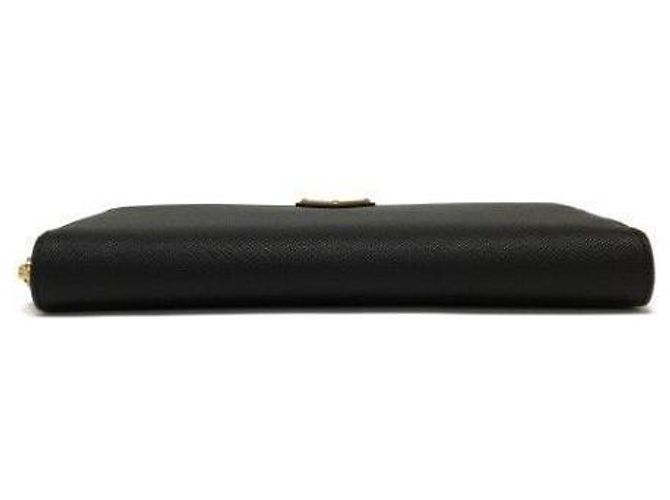 Prada Cartera larga con cremallera en triángulo Saffiano Negro - vista 4