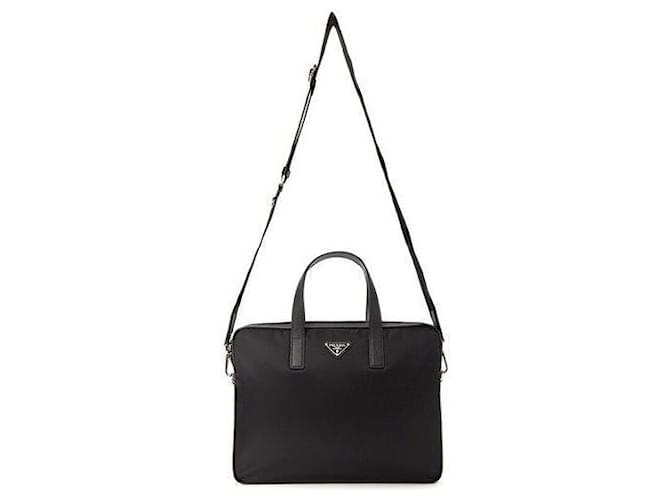 Prada Borsa Documenti in Re-Nylon Nero - vista 3