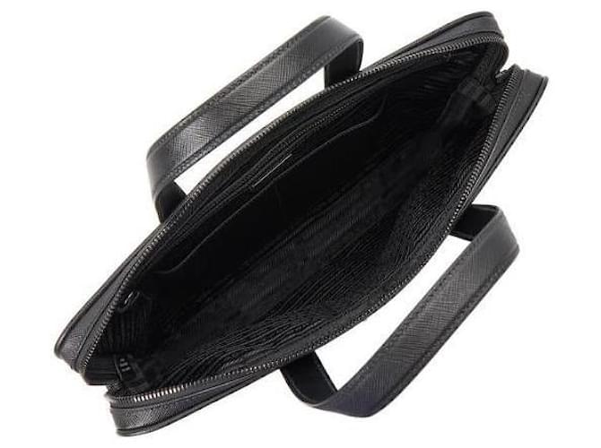 Prada Borsa Documenti in Re-Nylon Nero - vista 4