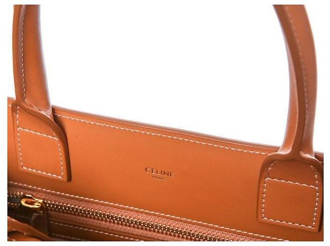 Céline Borsa in tela verticale naturale piccola Marrone - vista 11