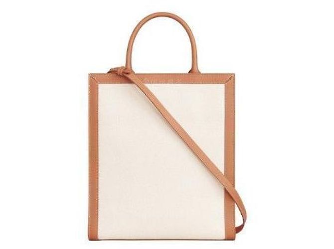 Céline Borsa in tela verticale naturale piccola Marrone - vista 4