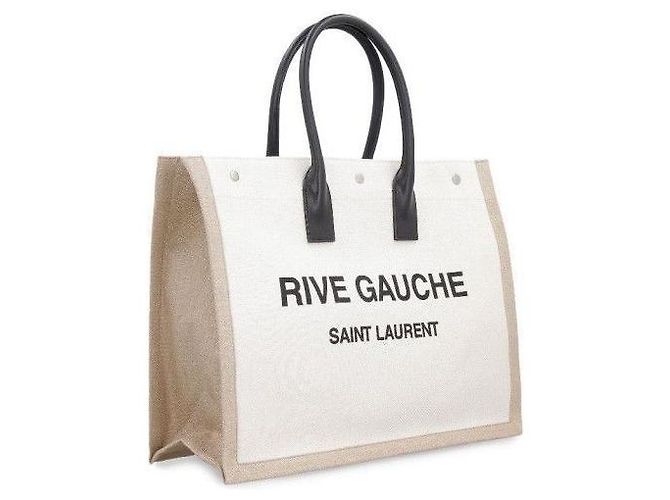 Saint Laurent Borsa Tote Gosh in rib nero naturale FAABR Marrone - vista 4