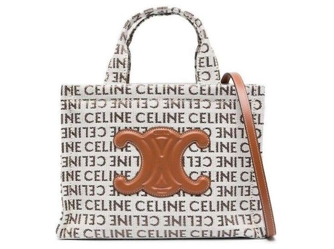 Cabas Céline Borsa tote piccola in tessuto naturale Marrone - vista 2