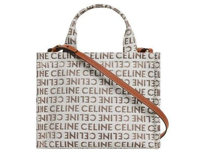 Cabas Céline Borsa tote piccola in tessuto naturale Marrone - vista 3