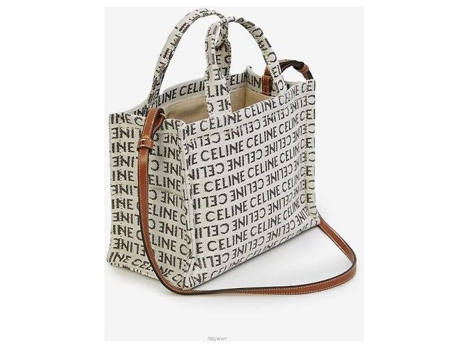 Cabas Céline Borsa tote piccola in tessuto naturale Marrone - vista 4