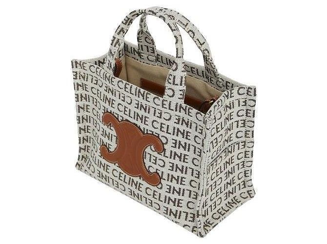 Cabas Céline Borsa tote piccola in tessuto naturale Marrone - vista 9