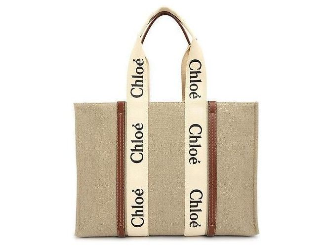 Chloé Borsa Tote Woody Grande Marrone - vista 2