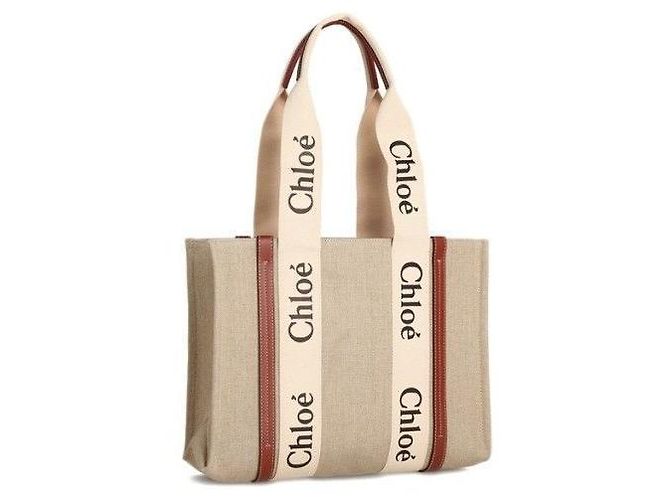 Chloé Borsa Tote Woody Grande Marrone - vista 5