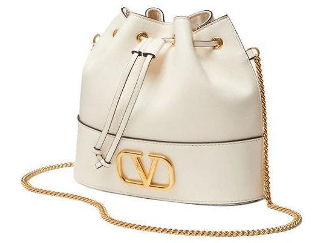 Valentino Borsa a secchiello Vring Chain Avorio Bianco - vista 4