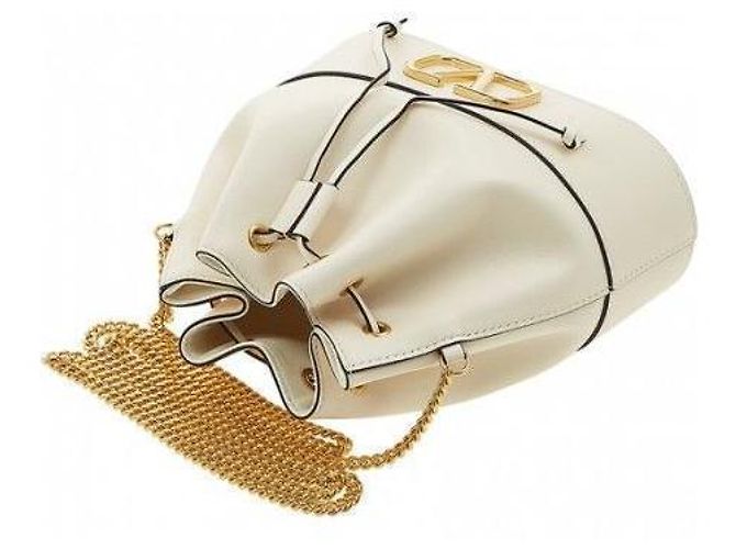 Valentino Borsa a secchiello Vring Chain Avorio Bianco - vista 6