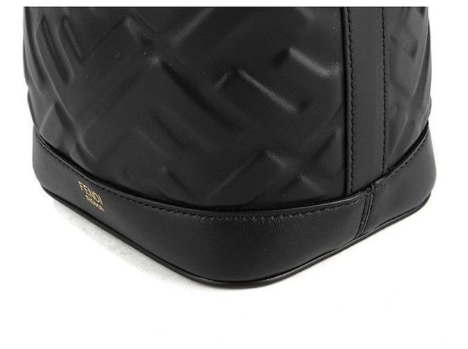 Fendi Borsa a secchiello Montrezza FF Motif Piccola Nera ANWT Nero - vista 10