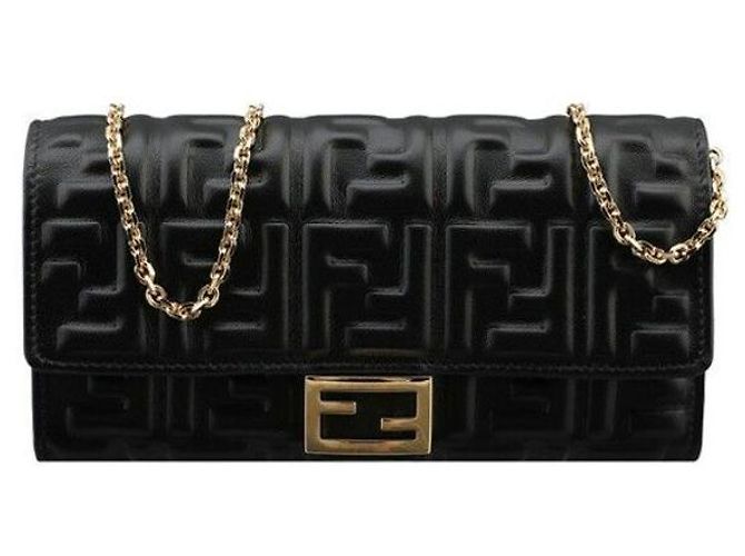 Fendi Borsa a spalla Baguette con catena Nera AAJD Nero - vista 2