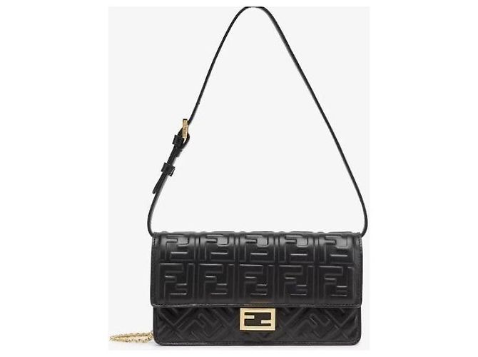 Fendi Borsa a spalla Baguette con catena Nera AAJD Nero - vista 3