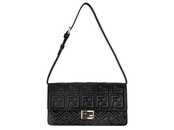 Fendi Borsa a spalla Baguette con catena Nera AAJD Nero - vista 5