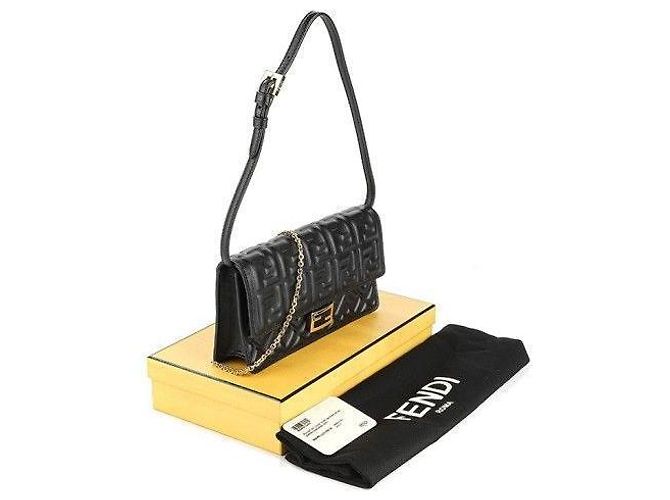 Fendi Borsa a spalla Baguette con catena Nera AAJD Nero - vista 8