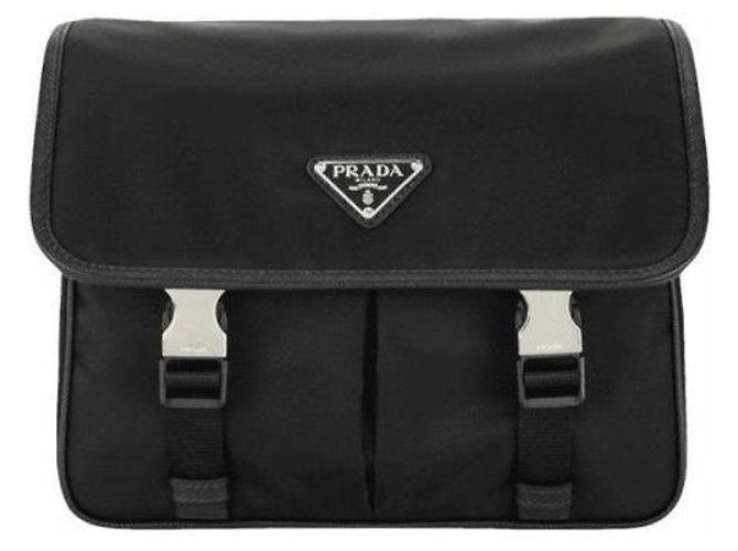 Prada Borsa a Spalla Messenger in Re-Nylon Nero - vista 8