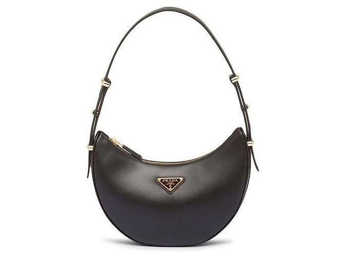 Prada Borsa a Spalla in Pelle Arche Nera con Stampa Nero - vista 2