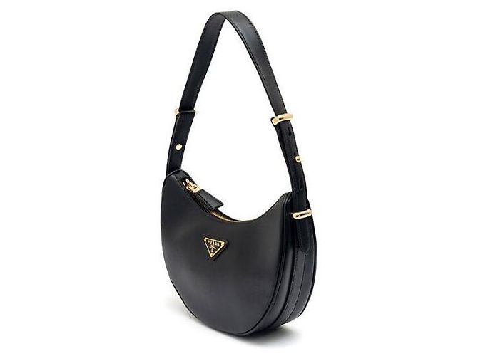 Prada Borsa a Spalla in Pelle Arche Nera con Stampa Nero - vista 3