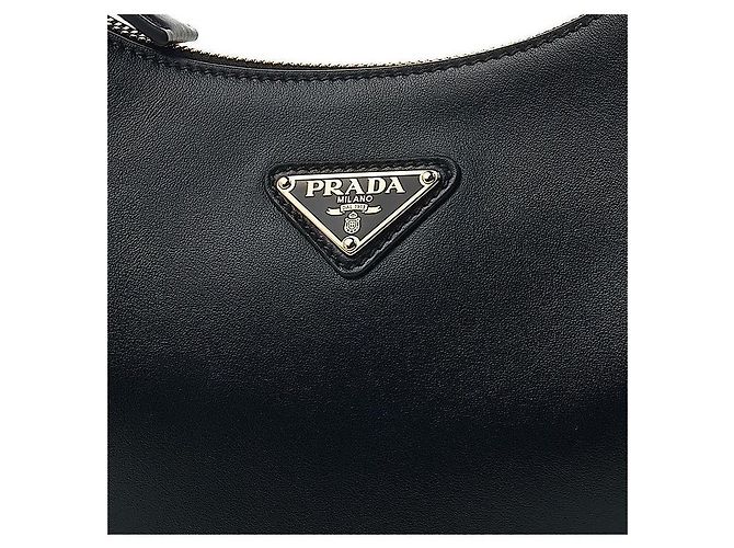 Prada Borsa a Spalla in Pelle Arche Nera con Stampa Nero - vista 6