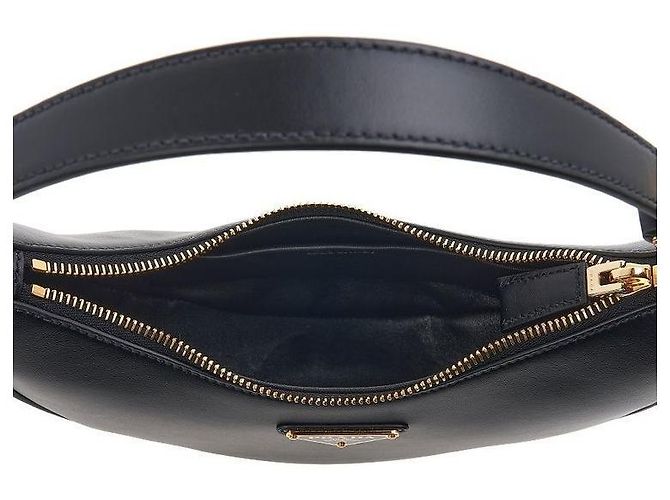 Prada Borsa a Spalla in Pelle Arche Nera con Stampa Nero - vista 8
