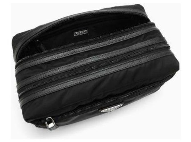 Prada Bolsa de nylon com logo triangular Preto - vista 10