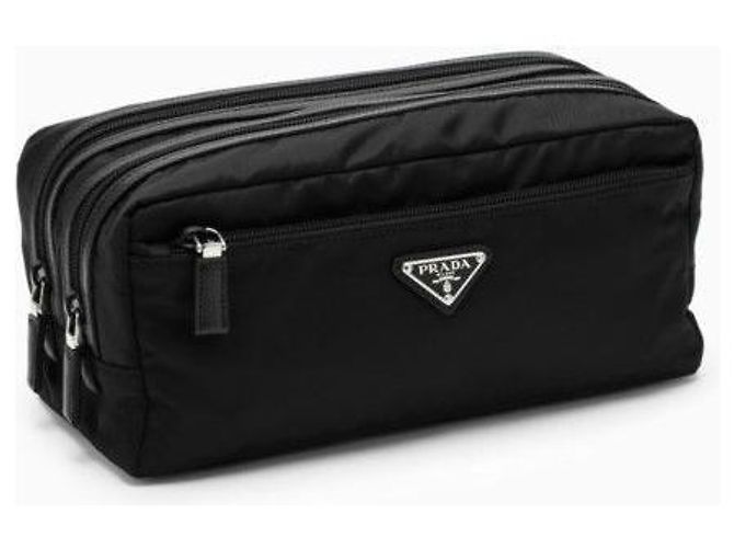 Prada Bolsa de nylon com logo triangular Preto - vista 11
