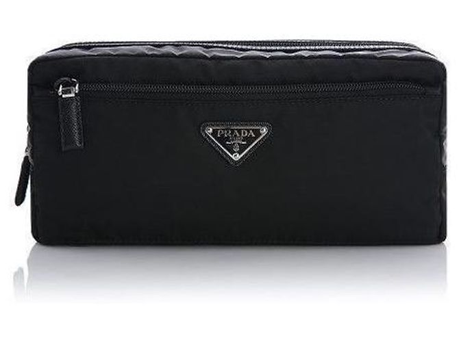 Prada Bolsa de nylon com logo triangular Preto - vista 3