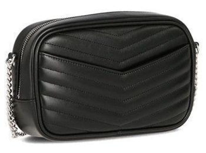 Saint Laurent Borsa a tracolla mini trapuntata con monogramma nera Nero - vista 7