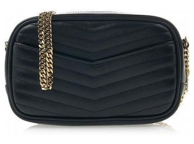 Saint Laurent Borsa a tracolla mini trapuntata con monogramma nera Nero - vista 8