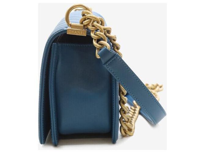 Chanel Borsa Boy in pelle di agnello media blu - vista 2