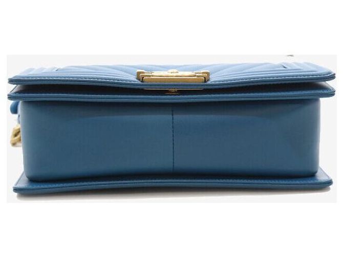 Chanel Borsa Boy in pelle di agnello media blu - vista 4