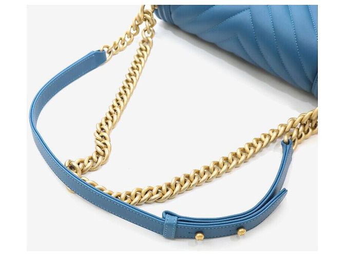 Chanel Borsa Boy in pelle di agnello media blu - vista 6