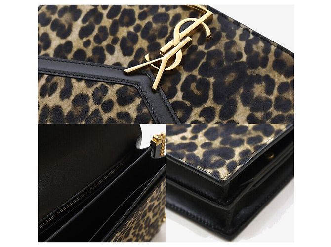 Saint Laurent Borsa a spalla con catena Leopard Cassandra Gold Multicolore - vista 7