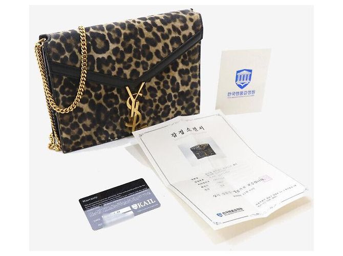 Saint Laurent Borsa a spalla con catena Leopard Cassandra Gold Multicolore - vista 8