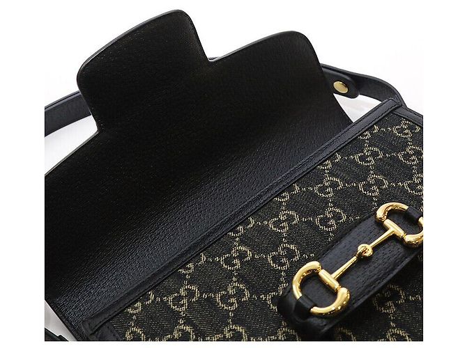 Gucci Borsa a Spalla Horsebit Supreme Nera - vista 6