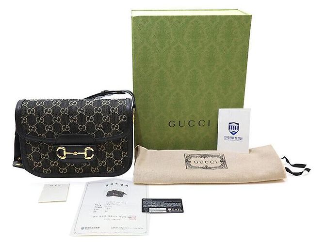 Gucci Borsa a Spalla Horsebit Supreme Nera - vista 8