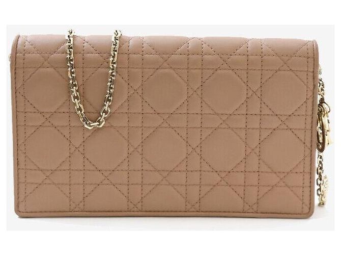 Borsa a tracolla Lady Dior Cannage WOC Beige Rosa - vista 3