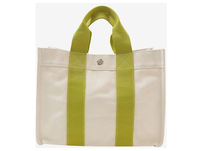 Hermès Furuto Bora Bora MM Canvas Weiß Grün - Ansicht 8