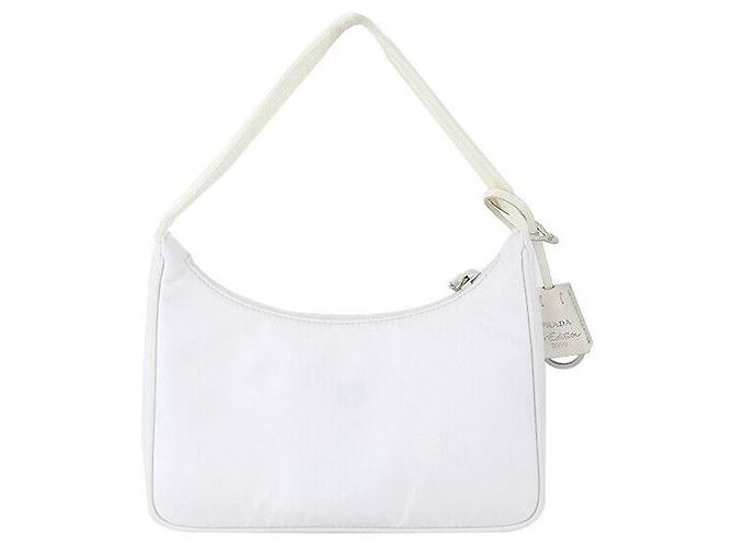 Saffiano Prada Borsa Hobo Re-Edition in tessuto bianco, set completo - vista 4