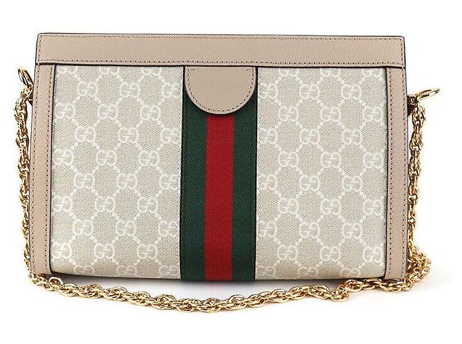 Gucci Borsa a spalla piccola Ophidia GG Supreme in tela beige e bianca Marrone - vista 3