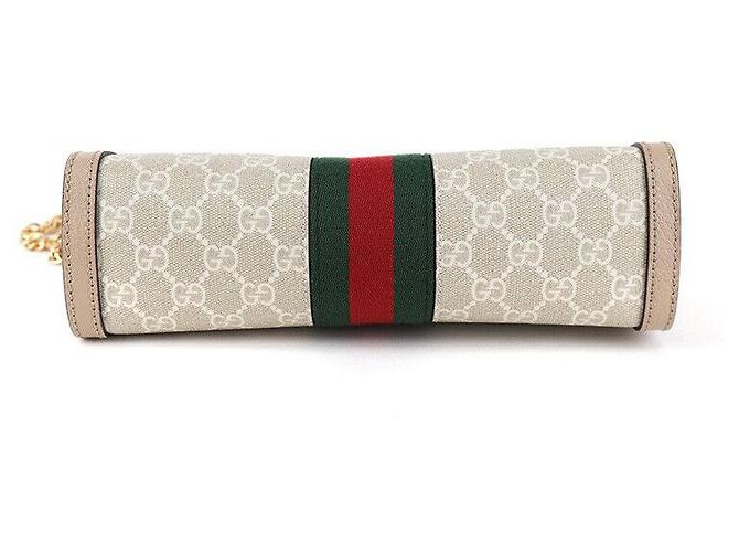 Gucci Borsa a spalla piccola Ophidia GG Supreme in tela beige e bianca Marrone - vista 4