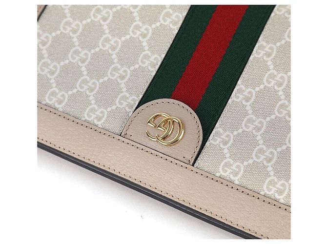 Gucci Borsa a spalla piccola Ophidia GG Supreme in tela beige e bianca Marrone - vista 6