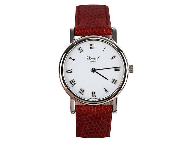 Chopard Classico in oro bianco con cinturino in pelle rossa Rosso - vista 8